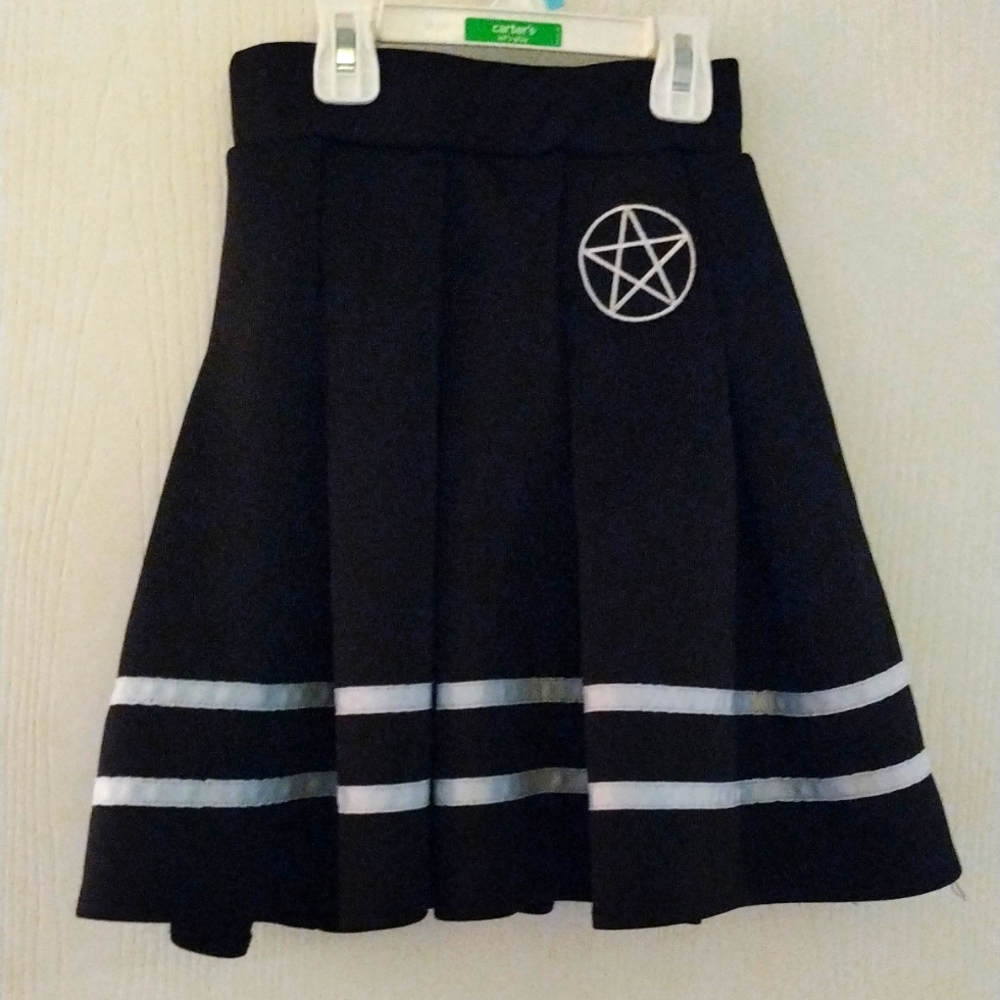 black pentagram high waisted skirt